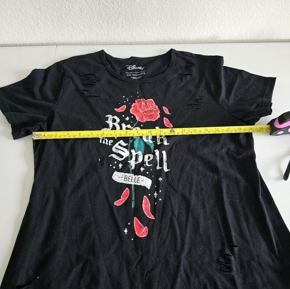 Disney Tee Shirt Women XL Black Beauty & The Beast Break The Spell Distressed - Picture 13 of 14